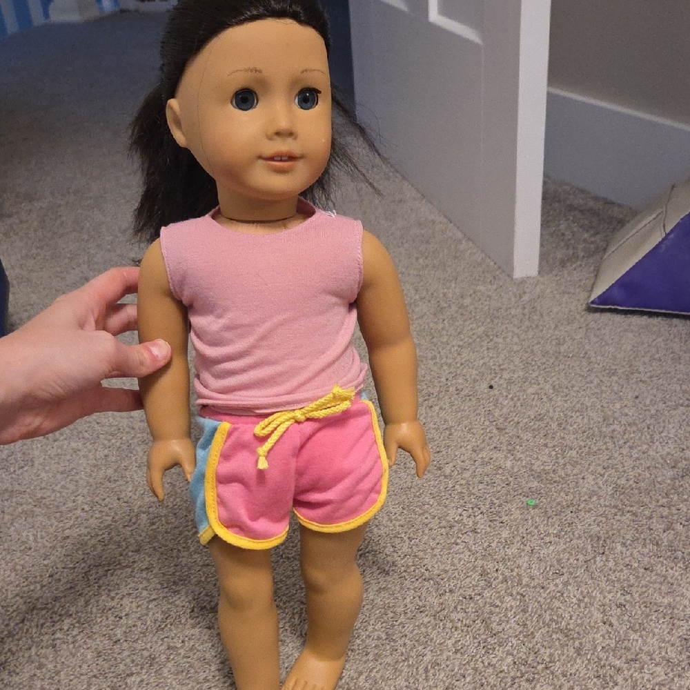 American Girl Pink and Blue Doll with Accessories